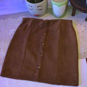Brown Faux Suede mini skirt